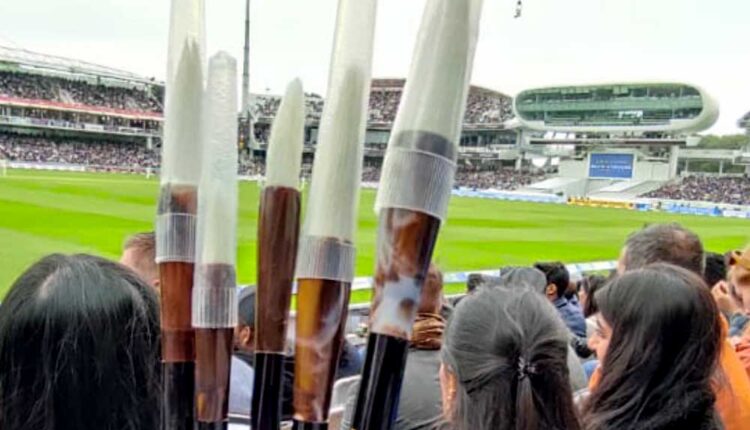 World famous painter Praful Sawant's signature brush when it shines on Lord's in London ...