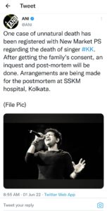 Famous singer KK's death case filed