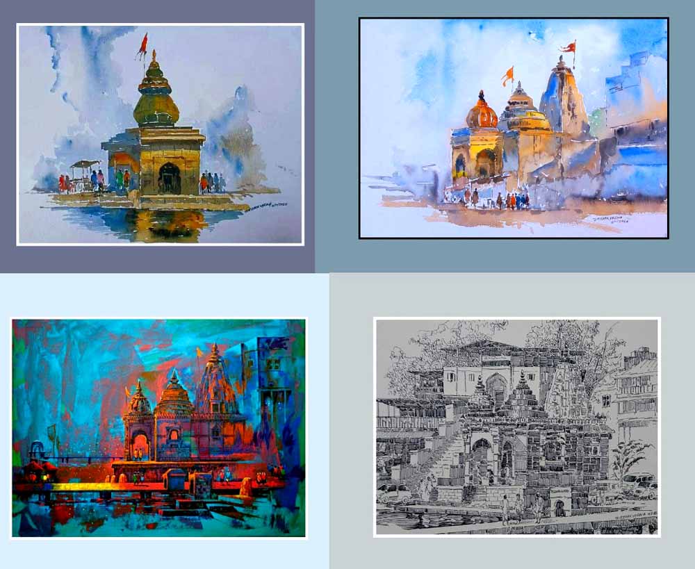 Jahangir Art Gallery/Marathi News/Nashik News/Inauguration of veteran painter Deepak Verma's "Rang Reshya" exhibition