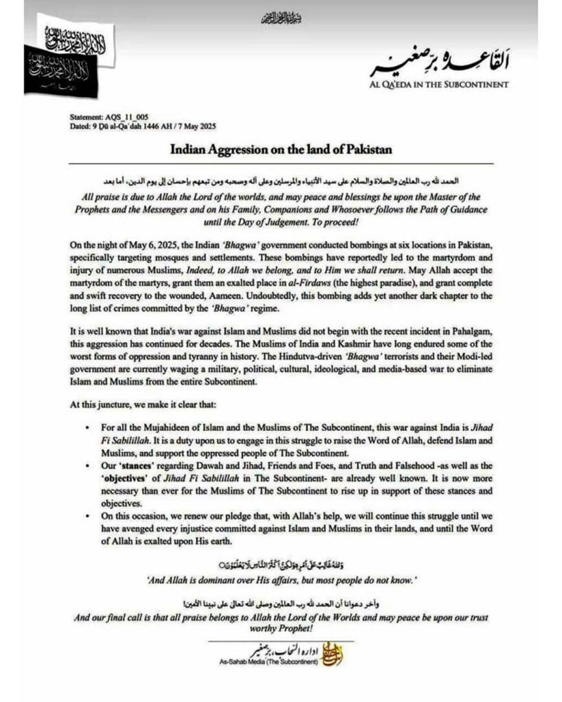 Operation Sindoor. Al-Qaeda threatens India after 